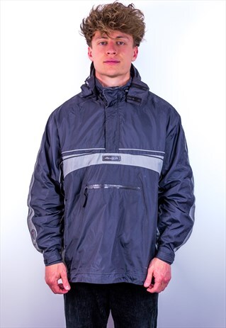 VINTAGE ELLESSE 1/4 ZIP PULLOVER JACKET IN BLACK & GREY