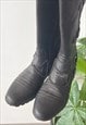 VINTAGE 00'S Y2K BLACK ZIP LONG LEATHER BOXING RACING BOOTS