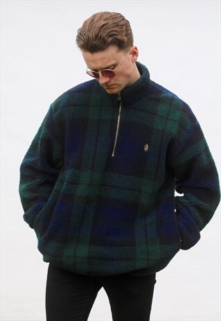NAUTICA 1/4 ZIP USA TARTAN FLEECE SWEATSHIRT