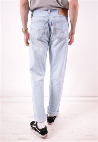 LEVI'S 501 MENS VINTAGE JEANS W31 L34 BLUE 90S