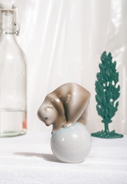 Vintage circus bear figurine 70s Hollohaza hand-painted porc