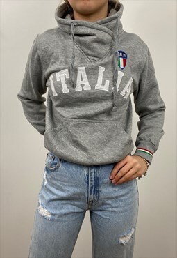 Vintage grey Italia embroidered hoodie 
