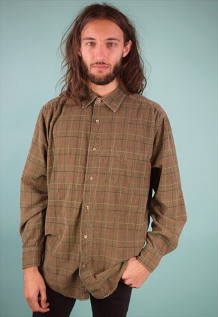 VINTAGE 90'S CHECKED CORDUROY SHIRT