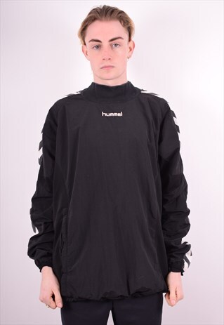 HUMMEL MENS VINTAGE PULLOVER JACKET XL BLACK 90S