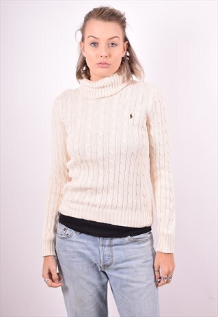 RALPH LAUREN WOMENS VINTAGE JUMPER SWEATER MEDIUM BEIGE 90'S
