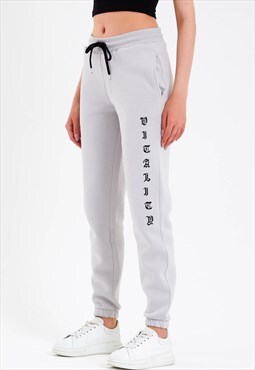 Oversized Joggers in Grey with Slogan Print