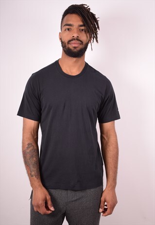 ADIDAS MENS VINTAGE T-SHIRT TOP MEDIUM BLACK 90S