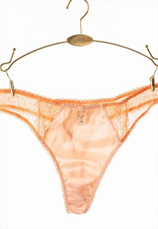 Orange Satin and Lace Thong Orange Satin Thong Knicker