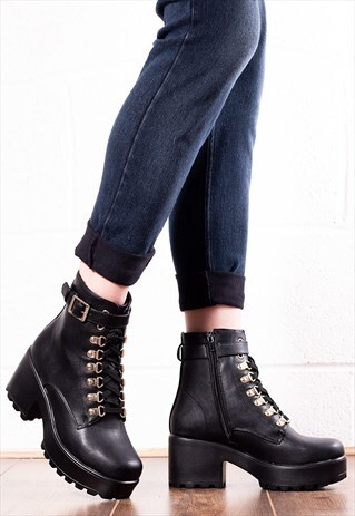 block heel ankle boots lace up