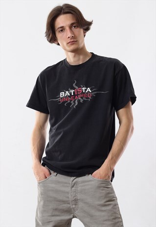 VINTAGE WWE WWF BATISTA ATTITUDE GRAPHIC TEE BLACK 2005