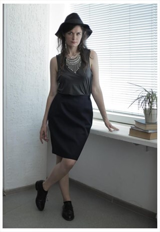 VINTAGE 90'S MINI NAVY BLUE PENCIL SKIRT