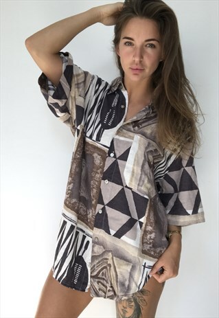 PATTERNED OVERSIZED RETRO VINTAGE UNISEX FESTIVAL SHIRT