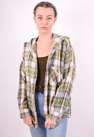 WOMENS VINTAGE HOODED SHIRT XL MULTI 90'S