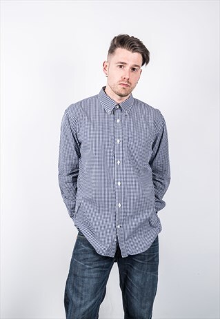 TOMMY HILFIGER VINTAGE 1990S BLUE AND WHITE CHECKED SHIRT