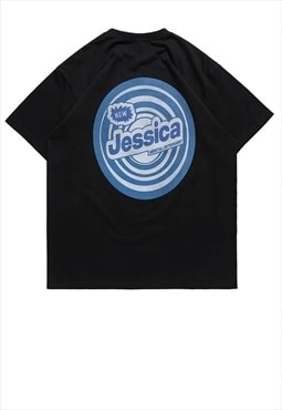 Retro slogan tee raver t-shirt Y2K top in black