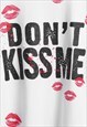 LIPS PRINT T-SHIRT KISS SLOGAN TEE GRUNGE LIPSTICK TOP WHITE