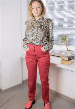 Vintage 80's Red High Waisted Cotton JEP'S Pants