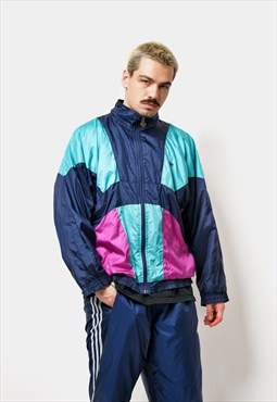 1990s era jacket men's blue pink Vintage multi windbreaker 