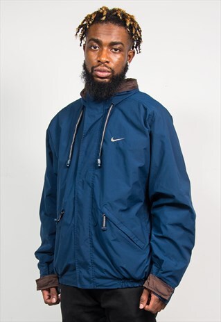 NIKE 90'S NAVY BLUE PADDED JACKET HOODED