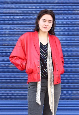 80S RED SOFT LEATHER JACKET