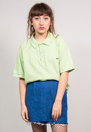 NIKE VINTAGE 90'S LIME GREEN OVERSIZED POLO T-SHIRT TOP