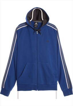 Vintage Adidas - Blue Embroidered Zipped Hoodie - XLarge