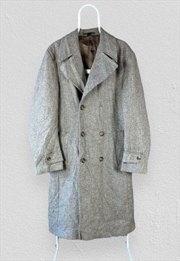 Vintage Hepworths Tweed Overcoat Wool Trench Coat Medium 40