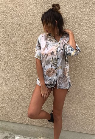 PATTERNED OVERSIZED RETRO VINTAGE UNISEX FESTIVAL SHIRT