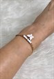 GOLD & WHITE COLOURED BUTTERFLY ANKLE BRACELET