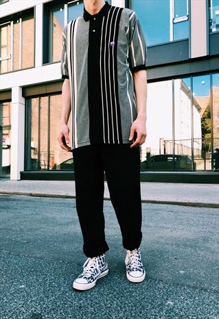 VINTAGE 90S STRIPED NFL AMERICAN FOOTBALL POLO SHIRT