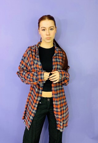 VINTAGE 90S PLAID FLANNEL GRUNGE Y2K SKATER SHIRT