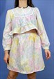 REWORKED CO-ORD TOP AND SKIRT SET PASTEL FLORAL - S/M