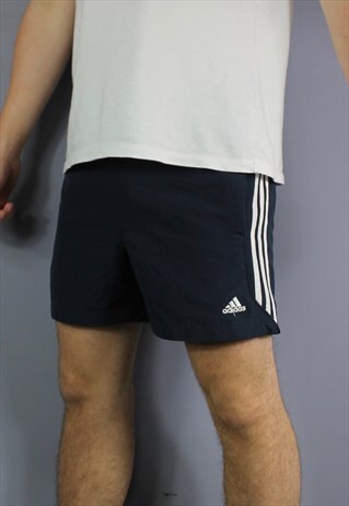 VINTAGE ADIDAS SHORTS IN NAVY BLUE WITH POCKETS, EMBROIDERED