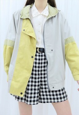 90s Vintage Yellow & Grey Denim Jacket (Size L)