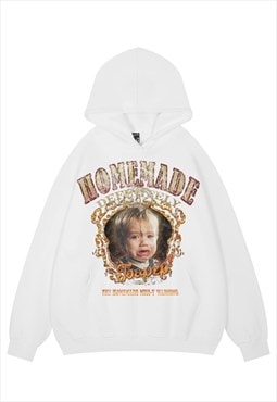 Cry baby hoodie psychedelic pullover retro poster top white