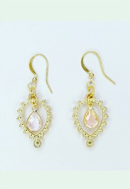 Gold and pink glass regal glam earrings