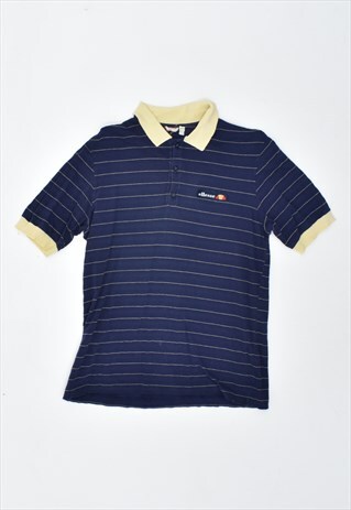 VINTAGE 90'S ELLESSE POLO SHIRT STRIPES NAVY BLUE