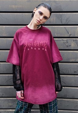 Tie-dye t-shirt gradient tee grunge acid wash top in red