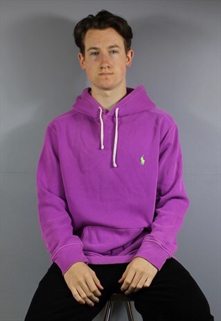 VINTAGE POLO RALPH LAUREN HOODIE IN PURPLE WITH POUCH POCKET