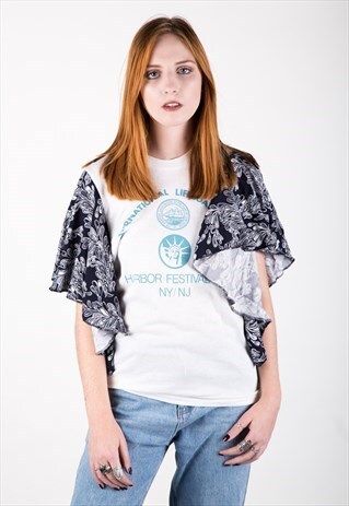 REWORKED VINTAGE T-SHIRT WITH FABRIC SLEEVES