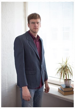 VINTAGE 70'S WOOL STRIPED BLAZER IN GREY