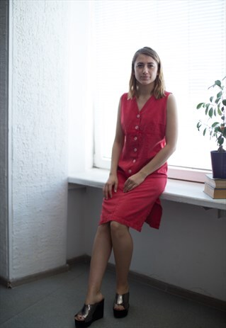 VINTAGE 90'S RED SLEEVELESS DRESS