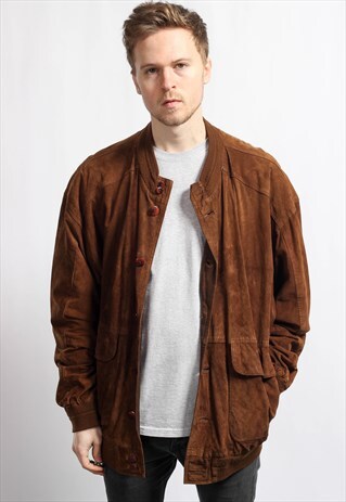 VINTAGE OVERSIZED SUEDE BOMBER JACKET
