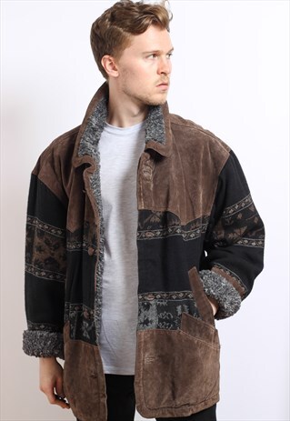 VINTAGE AZTEC FLEECE LINED JACKET