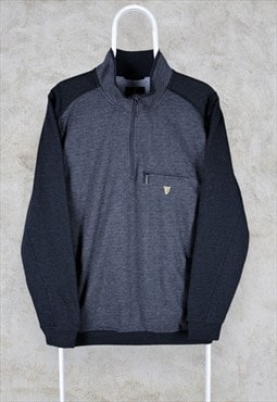 Guinness 1/4 Zip Sweatshirt Black Grey Pullover Men's Medium