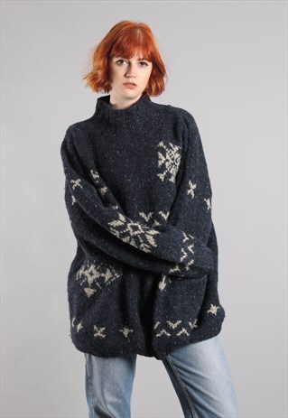 VINTAGE 80S NORDIC SNOWFLAKE CHUNKY OVERSIZE JUMPER