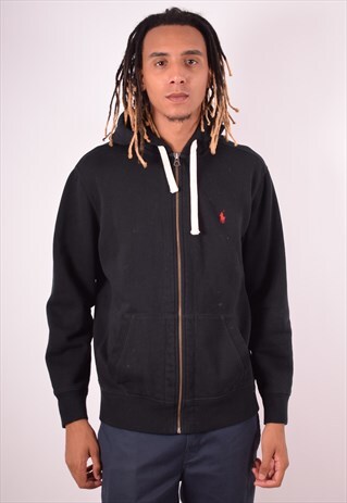POLO RALPH LAUREN MENS VINTAGE HOODIE JACKET XL BLACK 90S