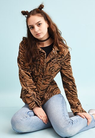 Y2K CORDUROY ANIMAL PRINT BLAZER JACKET