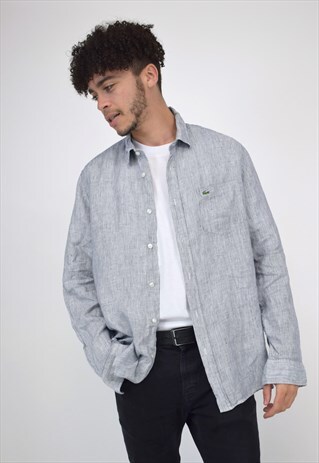 VINTAGE 90'S LACOSTE GREY MARL LONG SLEEVE SHIRT