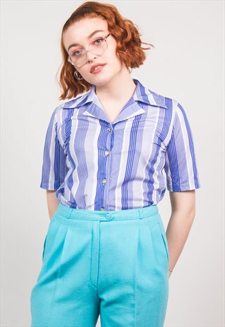 VINTAGE 70'S BLUE STRIPED SHIRT